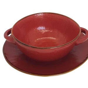 Soepkom met Onderbord - Rood