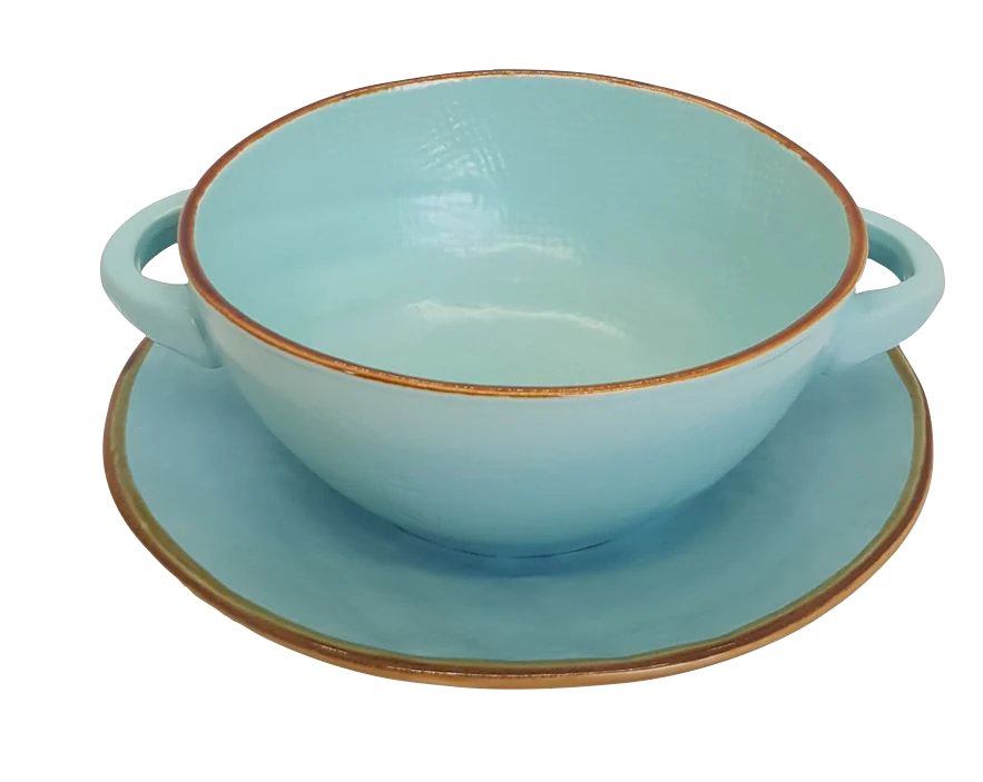 Soepkom met Onderbord - Turquoise
