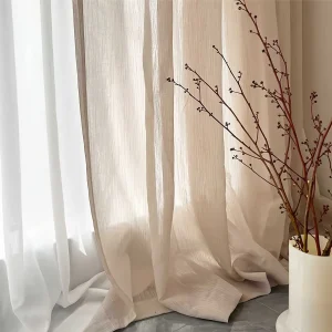 Moderne Linnen Gaasgordijnen - 2 Stuks Japanse Hennepstijl met Roedezak Ontwerp