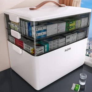 Joybos 3-Laags Medicijn Organizer – Waterdichte Stapelbare Opbergbox