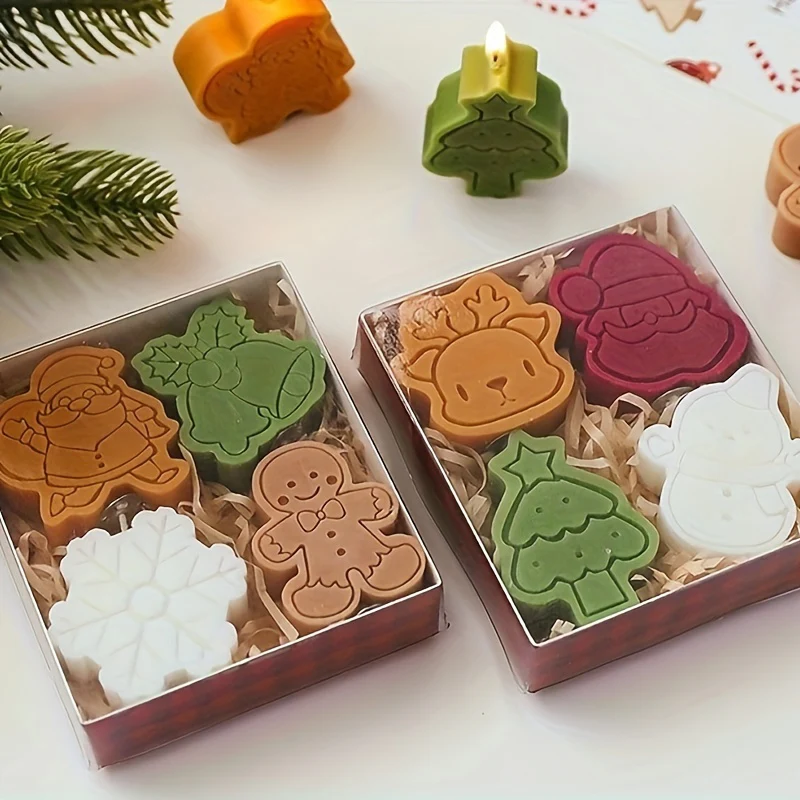 AromaGift - 4 Stuks Kerstthema Aromatherapiekaarsen Set - Afbeelding 5