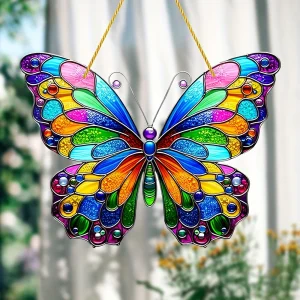 StainedWing - Kleurrijke Glas-in-Lood Vlindermuurhanger