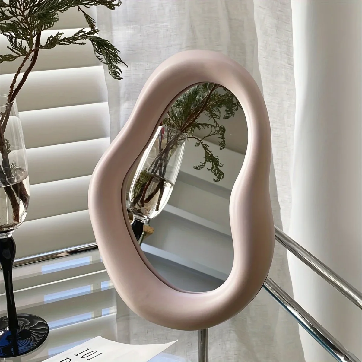 Ceramic Makeup Spiegel – Irregulier Ontwerp, Voor Slaapkamer en Dressoir Decoratie - Afbeelding 6