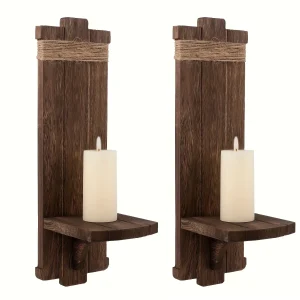 Rustieke Houten Kandelaar - Muurdecoratie