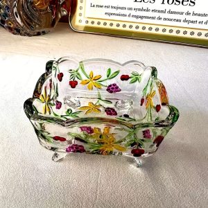 GlasSchalen - Handgemaakte Glazen Fruitschaal met Bloemenontwerp