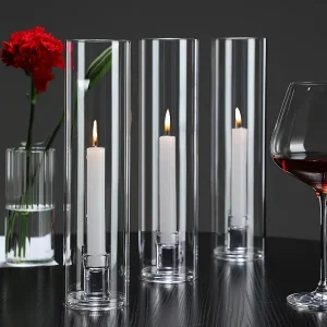 Hoogwaardig Borosilicaat Glazen Kandelaar - Winddicht, Scandinavische Stijl, Transparant