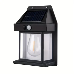 SolarGlow - Zonne-Wolfraam Muurlamp met Bewegingssensor en 3 Verlichtingsmodi