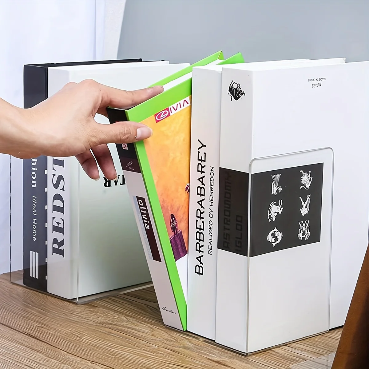 Transparante Acryl Boekensteunen - Moderne L-vormige Boekensteunen voor Bureauorganisatie - Afbeelding 5