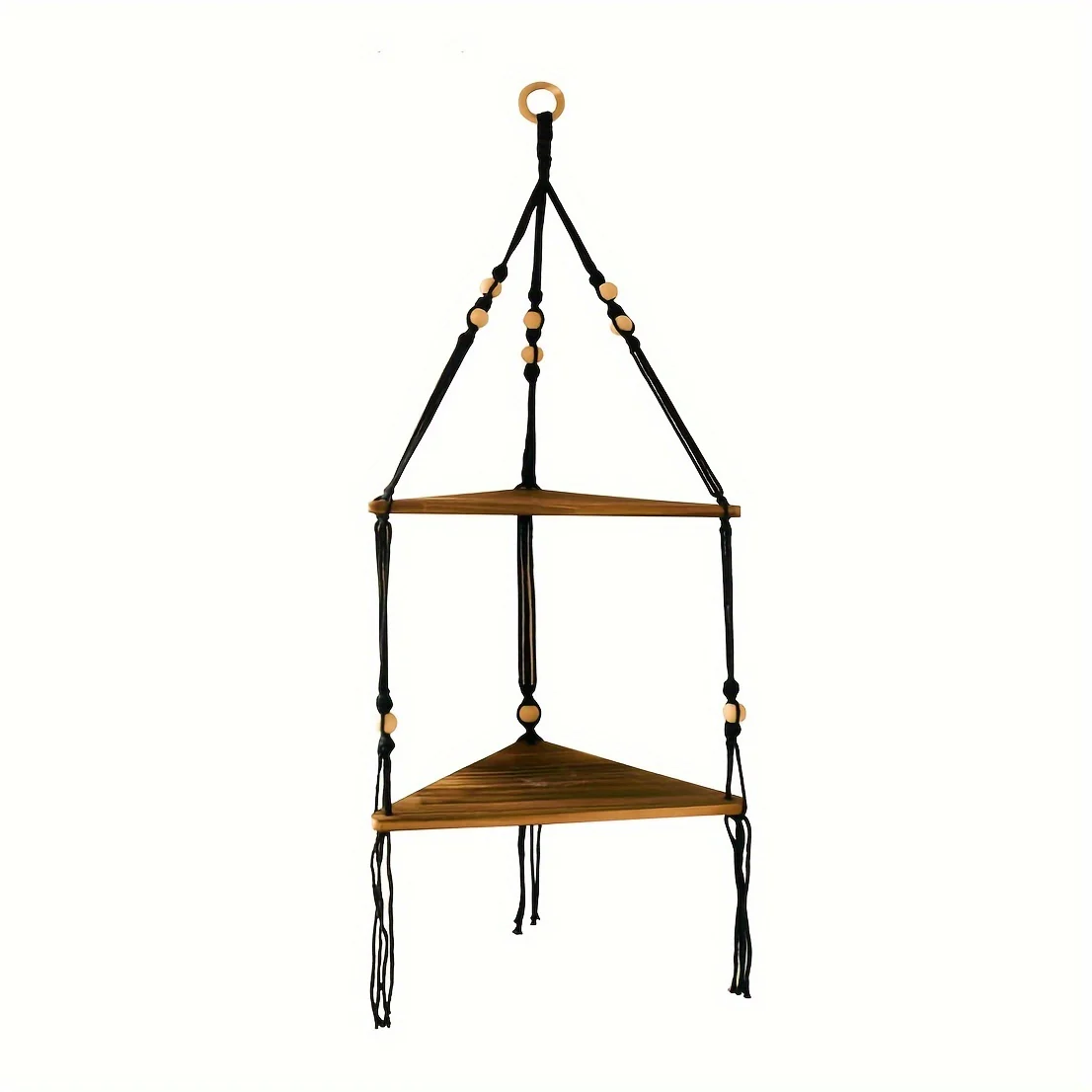 MacrameShelf - Boho Zwevende Planken met 2 Lagen voor Slaapkamer, Badkamer & Woonkamer - Afbeelding 8