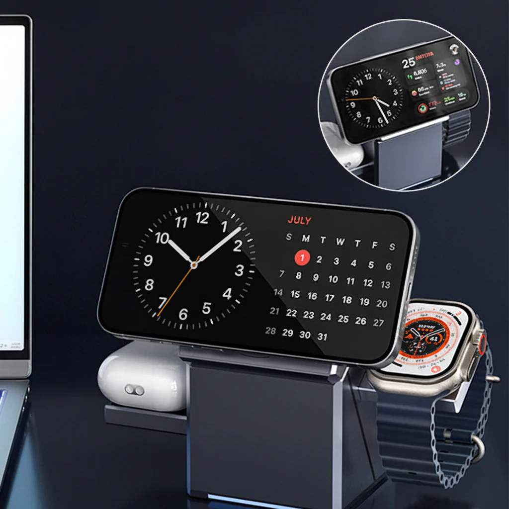 3 In 1 Opvouwbaar Magnetisch Draadloos Oplaadstation Apparaten - Afbeelding 5